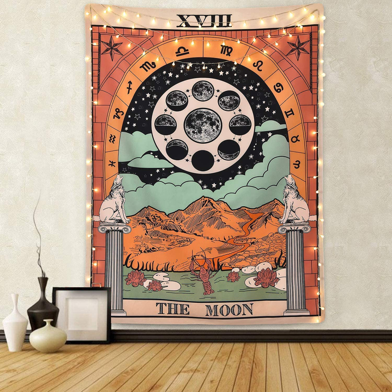 Sevenstars Tarot Tapestry The Moon Tapestry The Star Tapestry Moon Tarot Tapestry Medieval Europe Divination Tapestry Wall Hanging Mysterious Tapestries for Room Home & Garden > Decor > Artwork > Decorative Tapestries Sevenstars Brown White 51.2" x 59.1" 