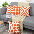 Ktinnead 18 X 18 Inches Throw Pillow Covers Set of 4, Orange White Outdoor Modern Decorative Pillow Covers, Geometric Throw Pillow Cushion Cover Case for Bedroom Sofa Outdoor Decor Couch Car Home & Garden > Decor > Chair & Sofa Cushions Ktinnead Orange 18x18 Inch  