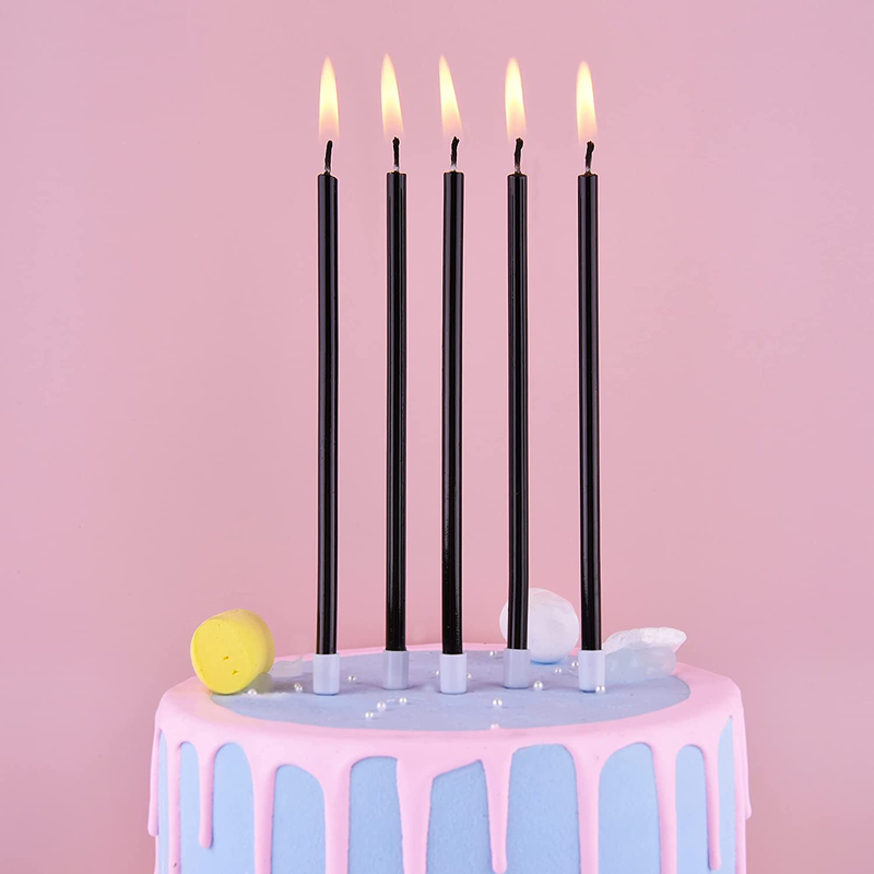 PHD CAKE 24-Count Black Long Thin Birthday Candles, Cake Candles, Birthday Parties, Wedding Decorations, Party Candles Home & Garden > Decor > Home Fragrances > Candles PHD CAKE   