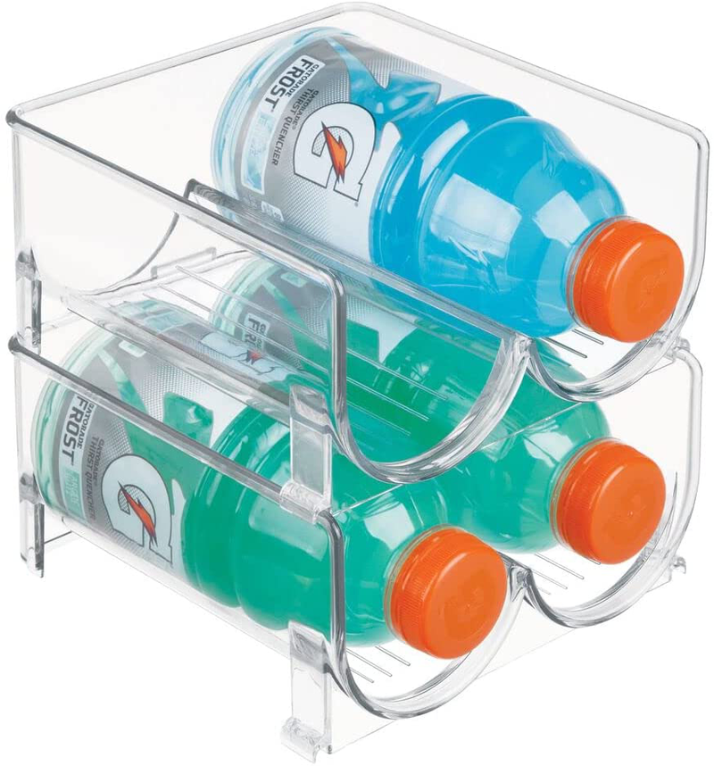Mdesign Modern Plastic Stackable Water Bottle Holder Stand Bin - Storage Organizer for Kitchen Countertop Organization, Pantry, Fridge, Freezer - Each Rack Holds 2 Containers, 2 Pack - Clear Home & Garden > Kitchen & Dining > Food Storage mDesign   