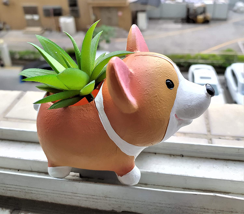 Cuteforyou Cute Animal Shaped Cartoon Home Decoration Succulent Air Plant Holder Flower Pots (Small Corgi)