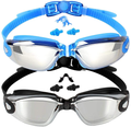Kids Swim Goggles, Pack of 2 Swimming Goggles for Children Teens, Anti-Fog Anti-UV Youth Swim Glasses Leak Proof for Age4-16 Sporting Goods > Outdoor Recreation > Boating & Water Sports > Swimming > Swim Goggles & Masks EverSport Mirrored Blue & Black  