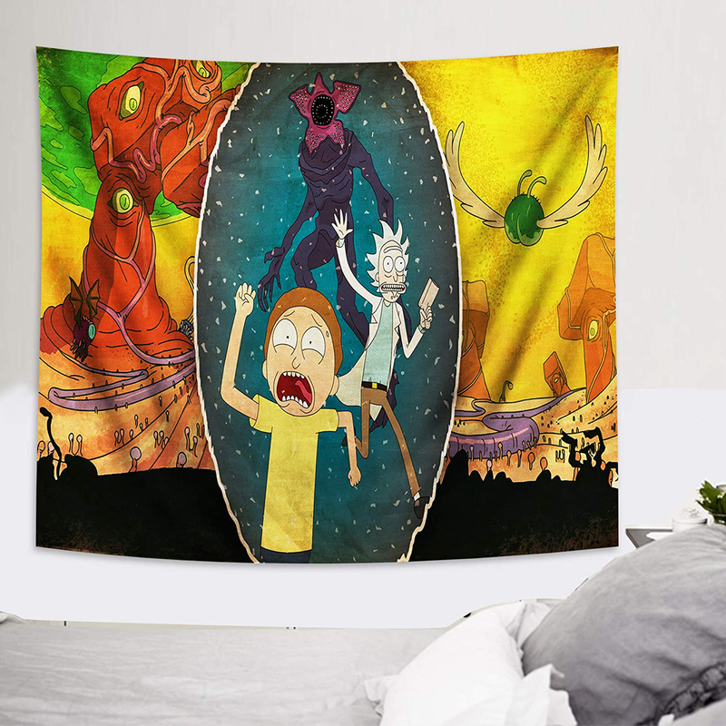 Rick and Morty Tapestry Anime Tapestry for Boys Bedroom Dorm Birthday Decoration Gifts 51.2 x 59.1 in Home & Garden > Decor > Artwork > Decorative Tapestries Wieco   