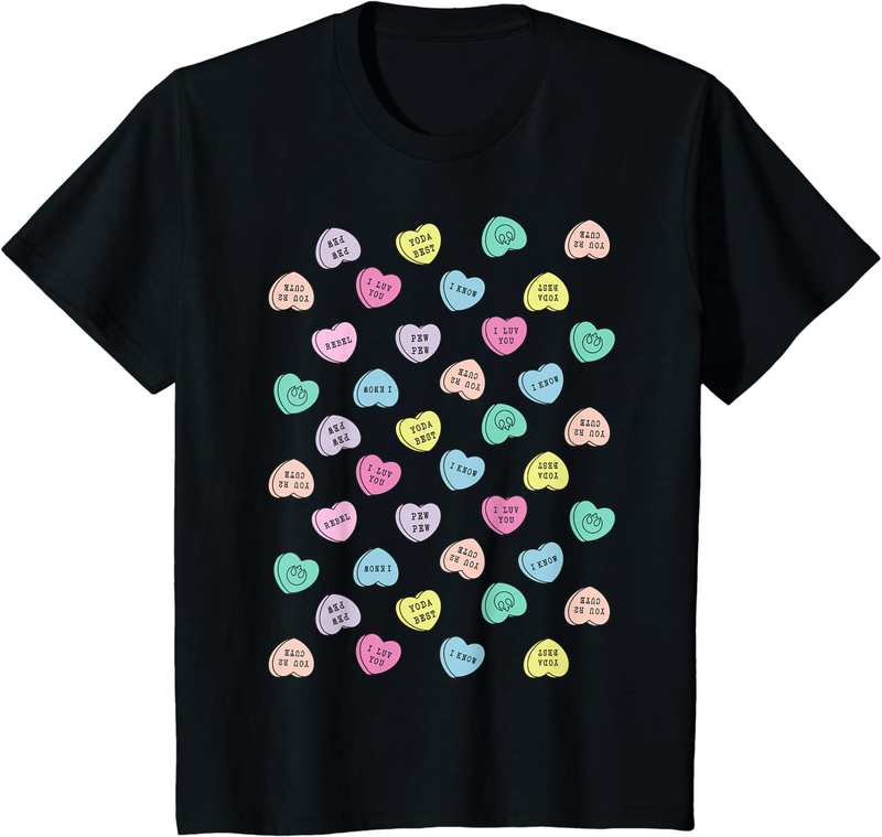 Star Wars Candy Hearts Love Valentine'S Day Graphic T-Shirt Home & Garden > Decor > Seasonal & Holiday Decorations STAR WARS Black Youth Kids 6