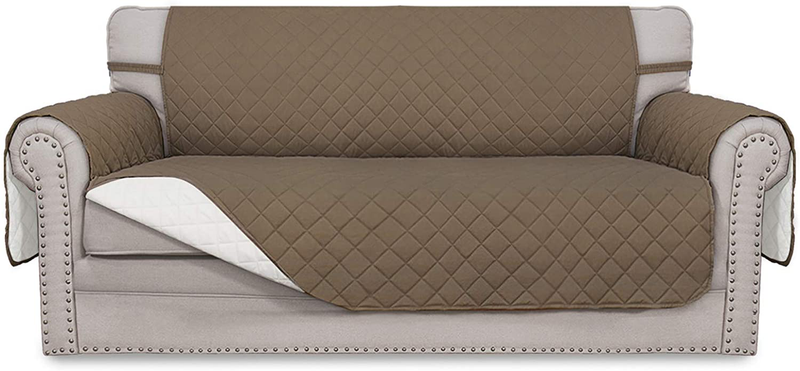 Easy-Going Sofa Slipcover Reversible Loveseat Sofa Cover Couch Cover for 2 Cushion Couch Furniture Protector with Elastic Straps for Pets Kids Dog Cat (Oversized Loveseat, Gray/Light Gray) Home & Garden > Decor > Chair & Sofa Cushions Easy-Going Camel/Ivory 54'' 