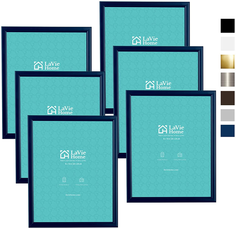 LaVie Home 4x6 Picture Frames (6 Pack, Black) Simple Designed Photo Frame with High Definition Glass for Wall Mount & Table Top Display, Set of 6 Classic Collection Home & Garden > Decor > Picture Frames LaVie Home Blue 8x10 
