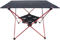 Sutekus Portable Camping Table with Cup Holders Lightweight Folding Camp Side Table for Camping, Picnic, Backpacks, Beach, Tailgating, Boat, Large (Red)