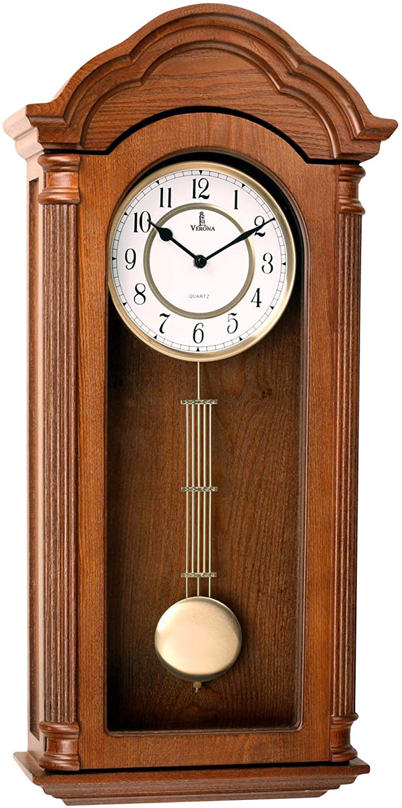 Pendulum Wall Clock, Silent Decorative Wood Clock with Swinging Pendulum, Battery Operated, Large Carved Wooden Design, for Living Room, Kitchen, Office & Home Décor, 26 x 12 inches Home & Garden > Decor > Clocks > Wall Clocks Lovely Home Essentials   