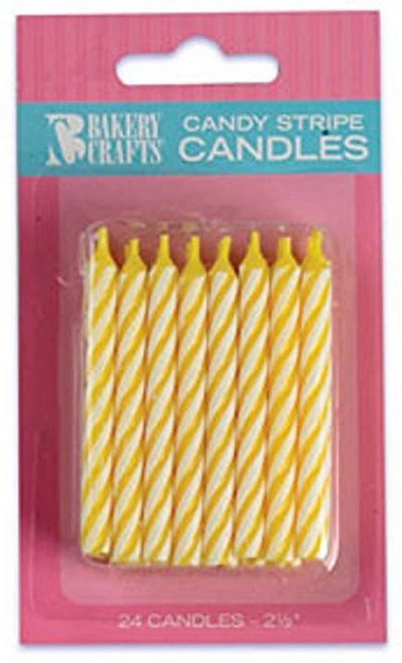 Oasis Supply Candy Stripe Birthday Candles, 2.5-Inch, Yellow Home & Garden > Decor > Home Fragrances > Candles Oasis Supply   