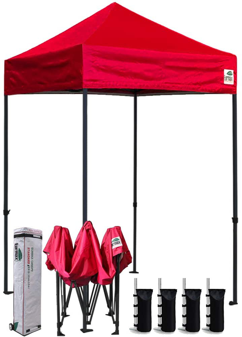 Eurmax 8x8 Feet Ez Pop up Canopy, Outdoor Canopies Instant Party Tent, Sport Gazebo with Roller Bag,Bonus 4 Canopy Sand Bags (White) Home & Garden > Lawn & Garden > Outdoor Living > Outdoor Structures > Canopies & Gazebos Eurmax red 5x5 