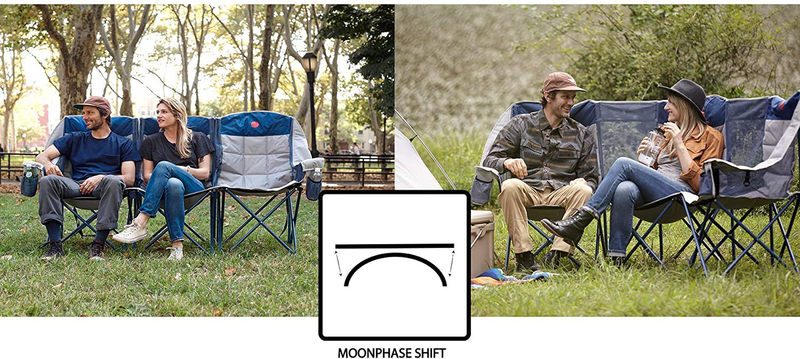 Omnicore Designs Moonphase Home-Away Loveseat Heavy Duty Oversized Folding Double Camp Chair Collection (Single, Double, Triple) (Triple Loveseat) Sporting Goods > Outdoor Recreation > Camping & Hiking > Camp Furniture OmniCore Designs   