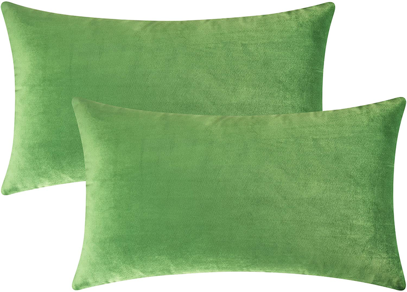 Mixhug Decorative Throw Pillow Covers, Velvet Cushion Covers, Solid Throw Pillow Cases for Couch and Bed Pillows, Burnt Orange, 20 x 20 Inches, Set of 2 Home & Garden > Decor > Chair & Sofa Cushions Mixhug Green 12 x 20 Inches, 2 Pieces 