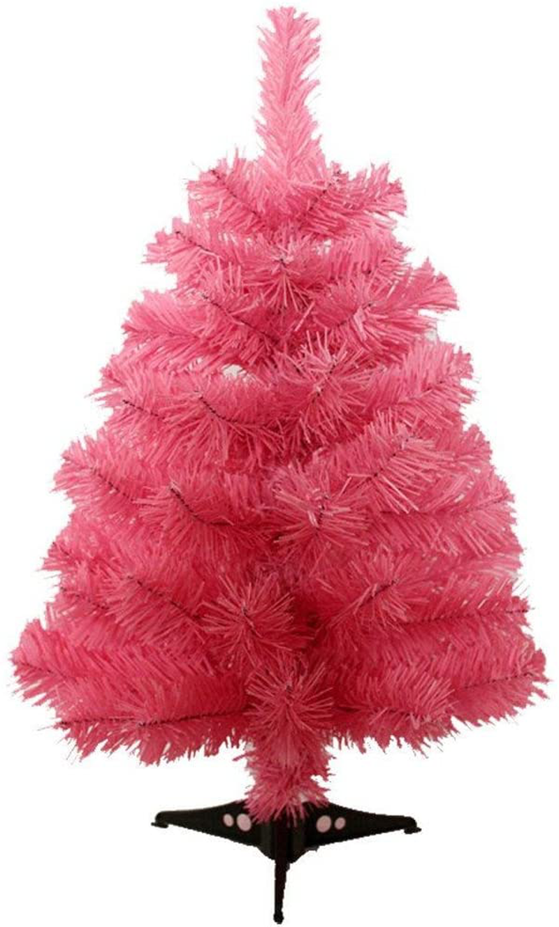 S-SSOY 2 Foot Christmas Trees Artificial Xmas Pine Tree with PVC Leg Stand Base Home Office Holiday Decoration (Black) Home & Garden > Decor > Seasonal & Holiday Decorations > Christmas Tree Stands S-SSOY Pink  