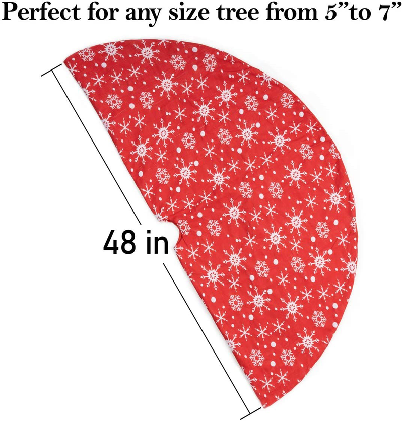 GIGALUMI Red Christmas Tree Skirt with Snowflakes, Christmas Tree Skirts 48 inch Perfect, Traditional Christmas Tree Mat Double Layers for Xmas Party Decoration Home & Garden > Decor > Seasonal & Holiday Decorations > Christmas Tree Skirts GIGALUMI   