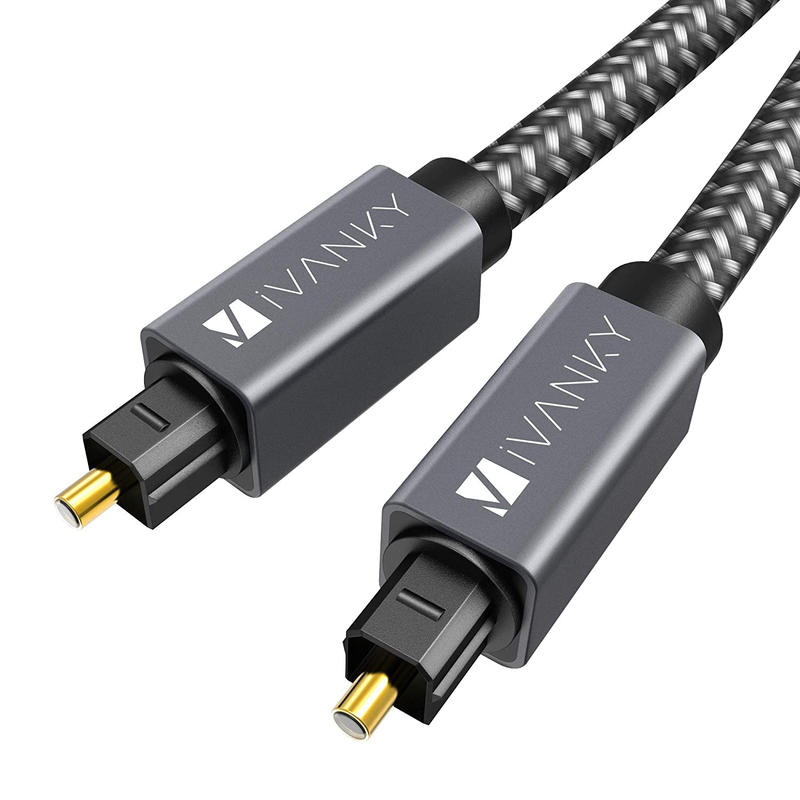 Digital Optical Audio Cable (10 Feet) - [Flawless Audio, Secure Connection] iVanky Slim Braided Digital Audio Optical Cord/Toslink Cable for Sound Bar, TV, PS4, Xbox, Samsung, Vizio - CL3 Rated, Grey Electronics > Electronics Accessories > Cables IVANKY 3.3ft/1M  