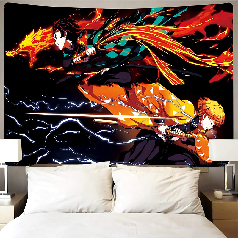 Demon Slayer Tapestry-Demon Slayer Poster-Anime Tapestry-Anime Birthday Decoration, Which Can Be Hung In The Living Room And Bedroom 60x80 Inches, (Demon Slayer Anime, 60x80 in) Home & Garden > Decor > Seasonal & Holiday Decorations& Garden > Decor > Seasonal & Holiday Decorations Timimo black 60 x 80 in 