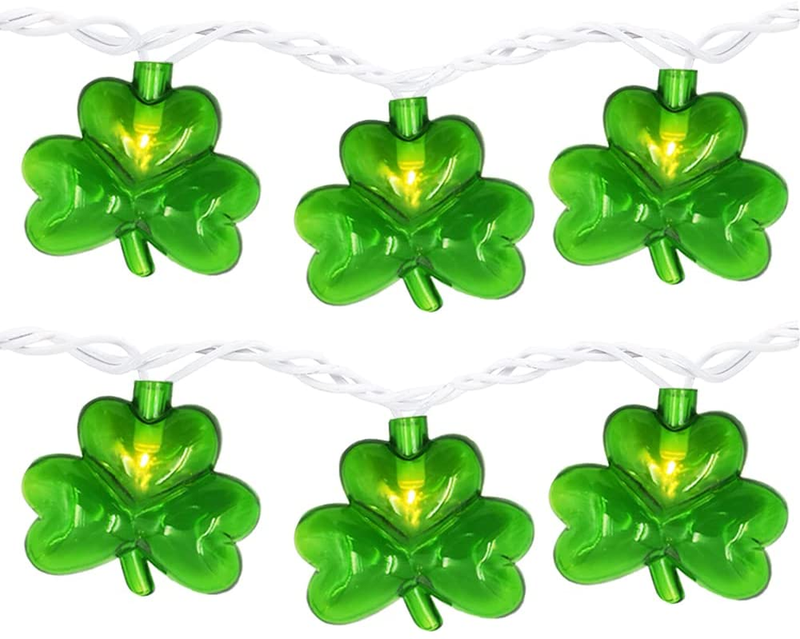 Shamrock String Lights St Patrick'S Day Decorations with 10 LED 3D Green Clover 8.5Ft String Lights Waterproof St Patricks Day, UL Listed for Party Bar Home Garden Decor, Indoor & Outdoor Use