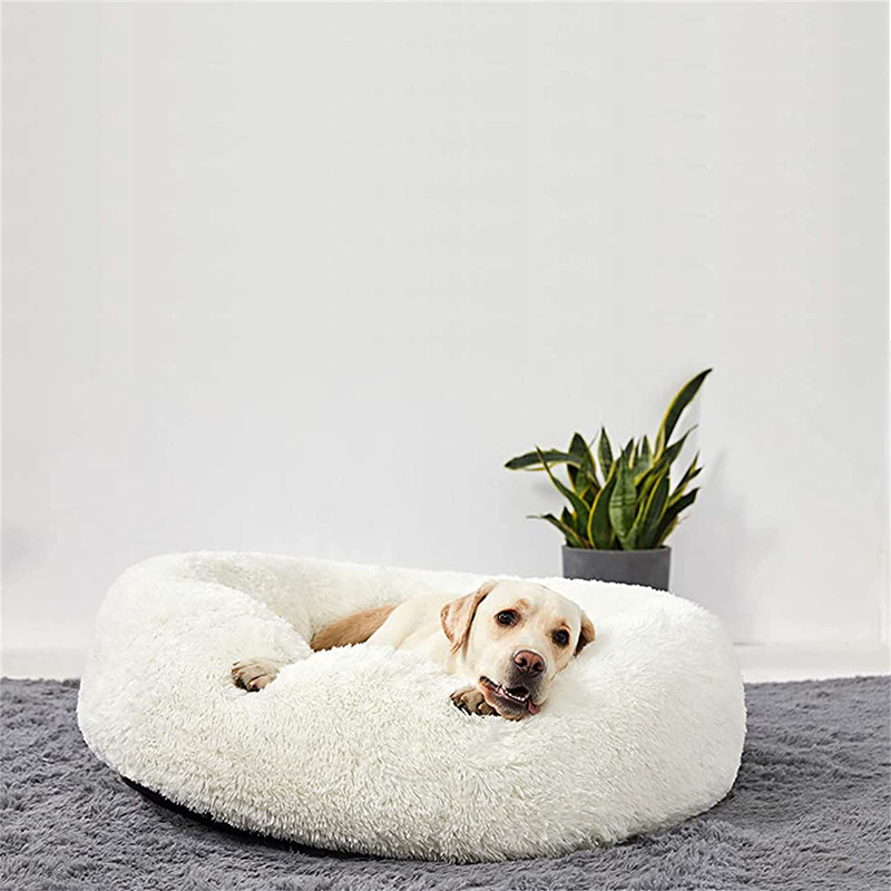 Gavenia Cat Beds for Indoor Cats Washable Donut Cat and Dog Bed,Soft Plush Pet Cushion,Waterproof Bottom Fluffy Dog and Cat Calming and Self Warming Bed for Sleep Improvement Animals & Pet Supplies > Pet Supplies > Cat Supplies > Cat Beds Gavenia Beige L(27''D×8''H) 