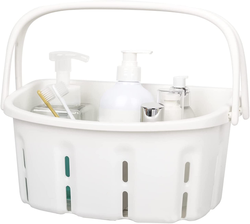Portable Shower Caddy Basket Tote, Plastic Storage Basket with Handles Organizer Bins for Kitchen Bathroom College Dorm (Grey) Sporting Goods > Outdoor Recreation > Camping & Hiking > Portable Toilets & Showers UUJOLY White 1 Pack 
