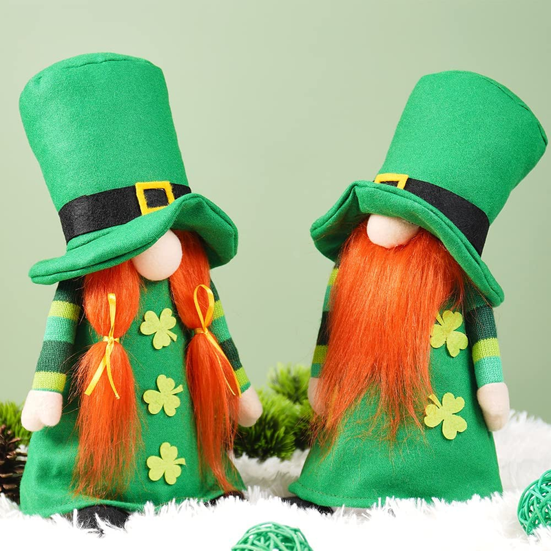 St Patrick'S Day Gnomes Plush Decoration Gifts, Handmade Tomte Swedish Elf Decor Doll Ornaments, St. Patrick'S Day Gifts Irish Spring Lucky Clover Gnomes Arts & Entertainment > Party & Celebration > Party Supplies MYAXOY   