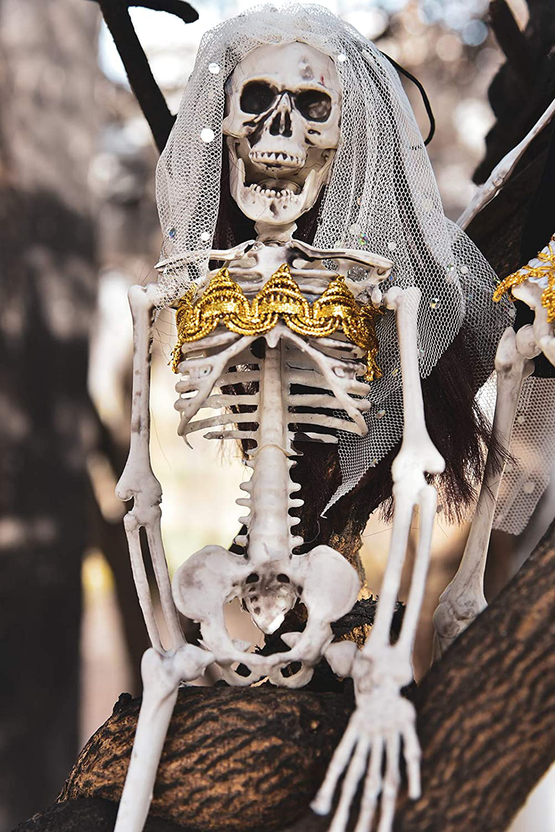 FUN LITTLE TOYS 2 Packs 15.7 Inches Halloween Hanging skeletons, Pirate Skeleton, Bride Groom in Wedding Dress and Suit, Outdoor Indoor Yard Patio House Decor Arts & Entertainment > Party & Celebration > Party Supplies FUN LITTLE TOYS   