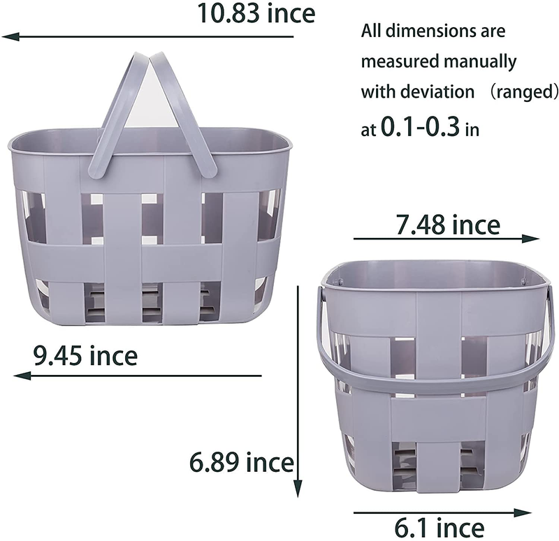 Rejomiik Portable Shower Caddy Basket Plastic Organizer Storage Basket with Handle/Drainage Holes, Toiletry Tote Bag Bin Box for Bathroom, College Dorm Room Essentials, Kitchen, Camp, Gym - Blue