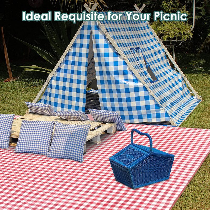 Ruisita Large Picnic Blankets 79 x 79 Inches Waterproof Blanket Portable Picnic Supplies for Outdoor Family Outdoor Camping Parties (Red and White) Home & Garden > Lawn & Garden > Outdoor Living > Outdoor Blankets > Picnic Blankets Ruisita   