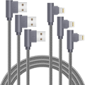 MFi Certified 10FT Lightning Cable iPhone Charger Cord 90 Degree Fast Data Cable Nylon Braided Compatible with iPhone Xs Max/XS/XR/7/7Plus/X/8/8Plus/6S/6S Plus/SE (Gray, 10FT) Electronics > Electronics Accessories > Power > Power Adapters & Chargers APFEN Gray 10FT 