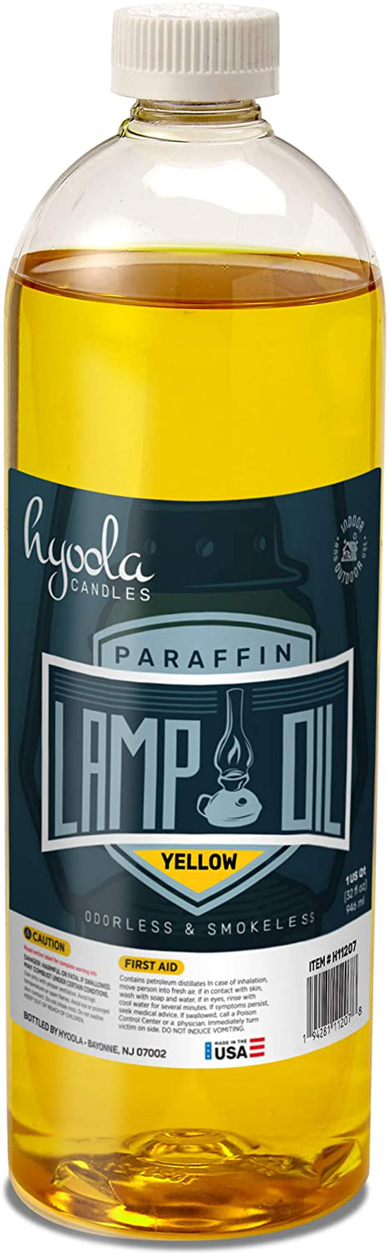 Liquid Paraffin Lamp Oil - Yellow Smokeless, Odorless, Ultra Clean Burning Fuel for Indoor and Outdoor Use - Highest Purity Available - 32oz - by Hyoola Candles