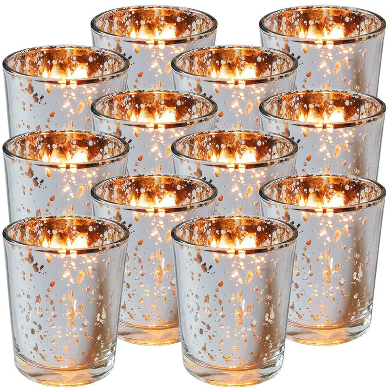 Royal Imports Silver Mercury Glass Votive Candle Holder, Table Centerpiece Tealight Decoration for Elegant Dinner, Party, Wedding, Holiday, Set of 36 (Unfilled) Home & Garden > Decor > Home Fragrances > Candles Royal Imports Silver 12 