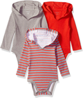 Hanes Baby-Girls Ultimate Baby Flexy 3 Pack Hoodie Bodysuits Home & Garden > Decor > Seasonal & Holiday Decorations Hanes Red/Grey Stripe 6-12 Months 