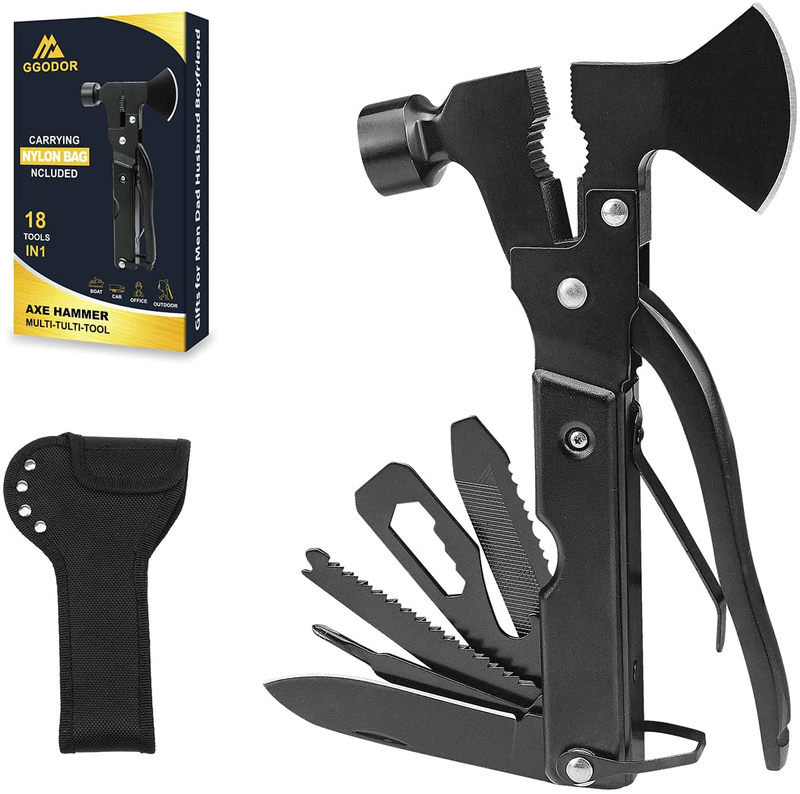 GGODOR Multitool Camping Gear Accessories 18 in 1 Survival Emergency Hammer Survival Gear with Knife Axe Hammer Hunting Gifts for Men Women 1Pcs Sporting Goods > Outdoor Recreation > Camping & Hiking > Camping Tools GGODOR 18 in 1 Axe Hammer Multitool  