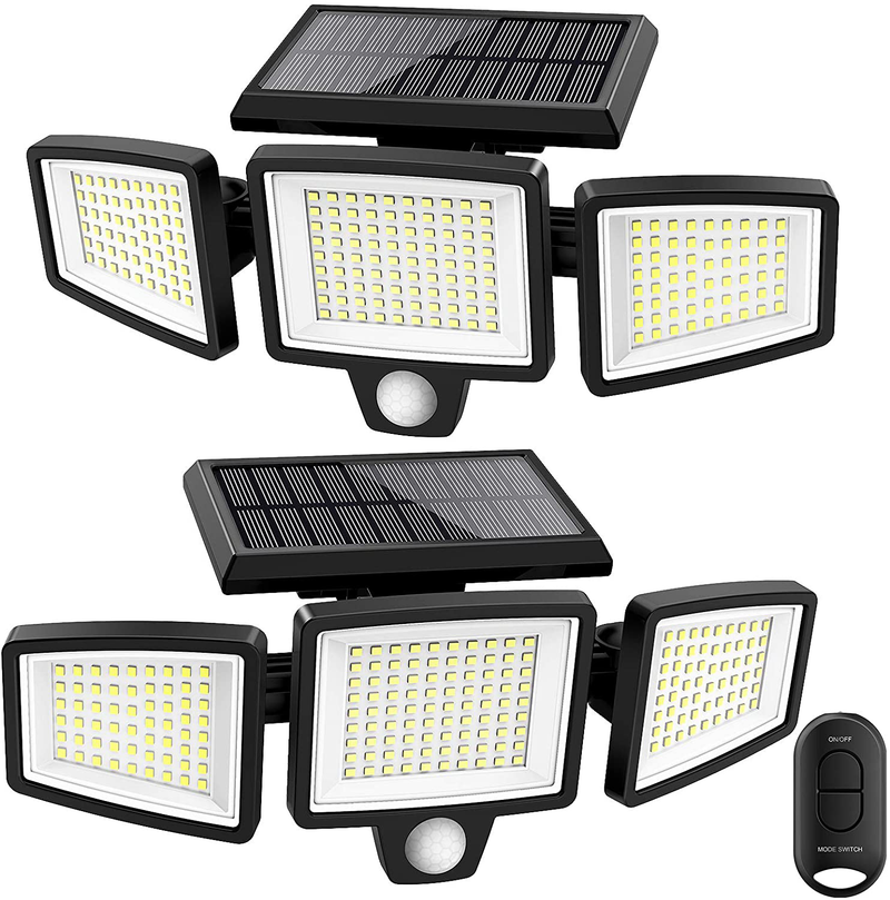 Solar Lights Outdoor,ATUPEN 210 LED 2500LM Motion Sensor Lights with Remote Control, 3 Heads Security LED Flood Lights, IP65 Waterproof, 270° Wide Angle Illumination Wall Lights with 3 Modes(2 Packs) Home & Garden > Lighting > Flood & Spot Lights ATUPEN 2 Pack  