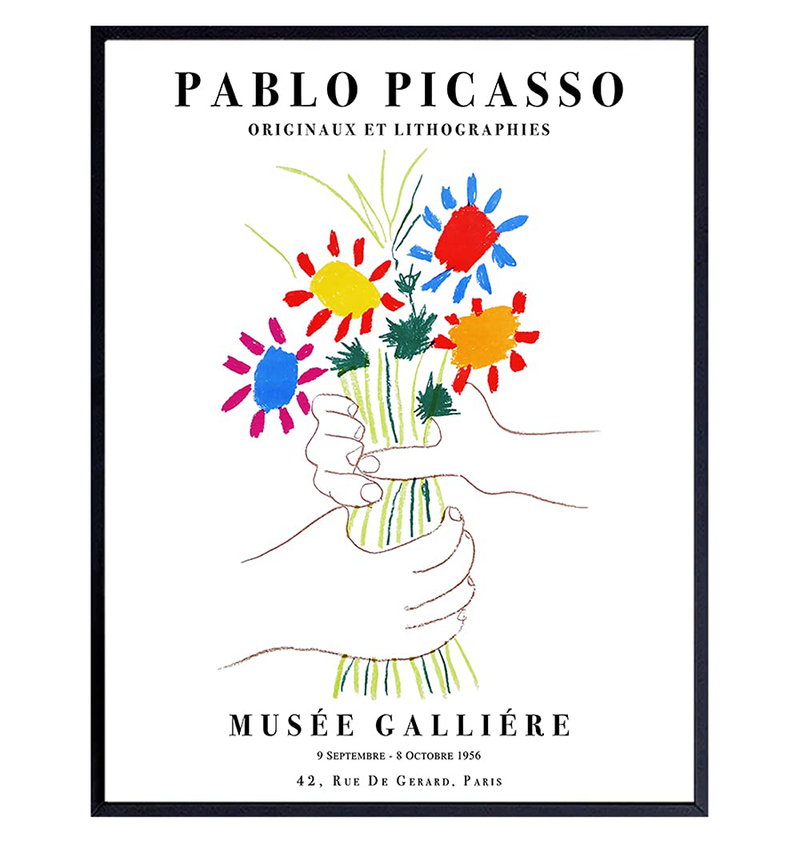 Pablo Picasso Wall Art & Decor - LARGE 11X14 - Pablo Picasso Poster Prints - Mid Century Modern Minimalist Abstract Aesthetic Room Decor - Gallery Wall Art - Bouquet of Peace - Flowers - Museum Poster