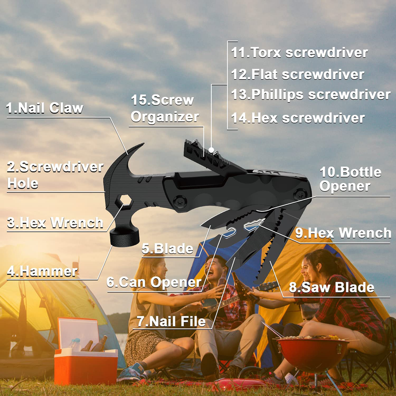 Gifts for Men Unique, WESTLEY Multitool, 15 in 1 Survival Gear, Camping Accessories, 4 Screwdrivers Heads with Magnetic, Christmas Gifts for Men, Lock Function, Cool Gadgets for Men WT15H Sporting Goods > Outdoor Recreation > Camping & Hiking > Camping Tools WESTLEY   