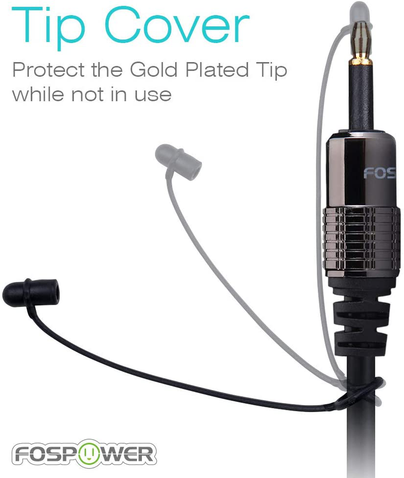 FosPower (6 Feet) 24K Gold Plated Toslink to Mini Toslink Digital Optical S/PDIF Audio Cable with Metal Connectors & Strain-Relief PVC Jacket