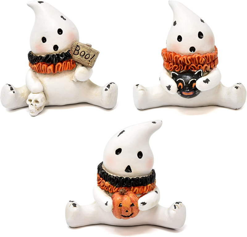 Gift Boutique Halloween Ghost Decorations, Set of 3 Sitting Vintage Ghosts Home Party Holiday Decor,Figurines Decoration for Fireplace Mantle Shelf, Quality Resin Statues Arts & Entertainment > Party & Celebration > Party Supplies Gift Boutique Default Title  