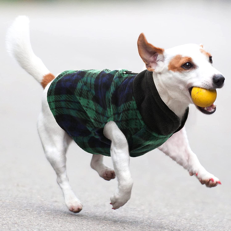 Hamify Fleece Vest Dog Sweater Set of 4 Buffalo Plaid Dog Pullover Warm Jacket Winter Pet Clothes with Leash Ring for Small Dog Cat Animals & Pet Supplies > Pet Supplies > Dog Supplies > Dog Apparel Hamify   