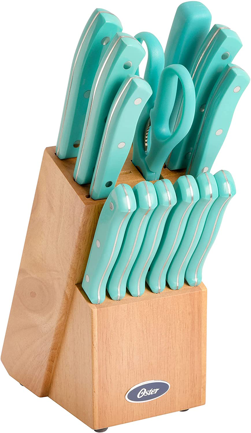 Oster Evansville 14 Piece Cutlery Set, Stainless Steel with Turquoise Handles - Home & Garden > Kitchen & Dining > Kitchen Tools & Utensils > Kitchen Knives Oster Default Title  