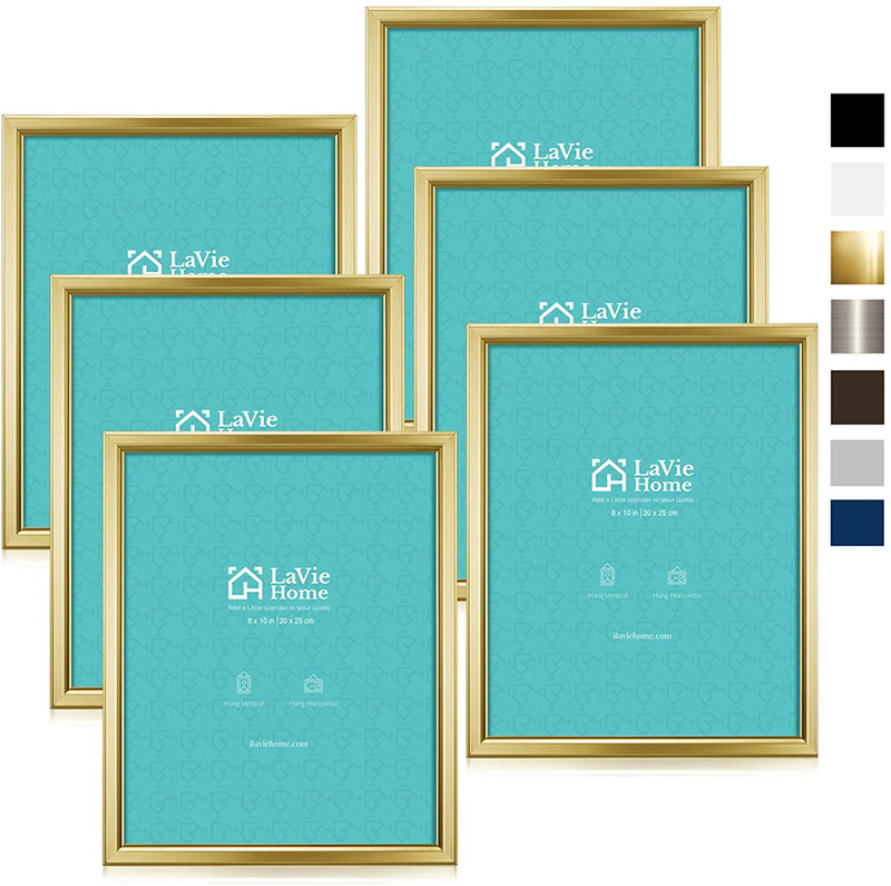 LaVie Home 4x6 Picture Frames (6 Pack, Black) Simple Designed Photo Frame with High Definition Glass for Wall Mount & Table Top Display, Set of 6 Classic Collection Home & Garden > Decor > Picture Frames LaVie Home Gold 8x10 