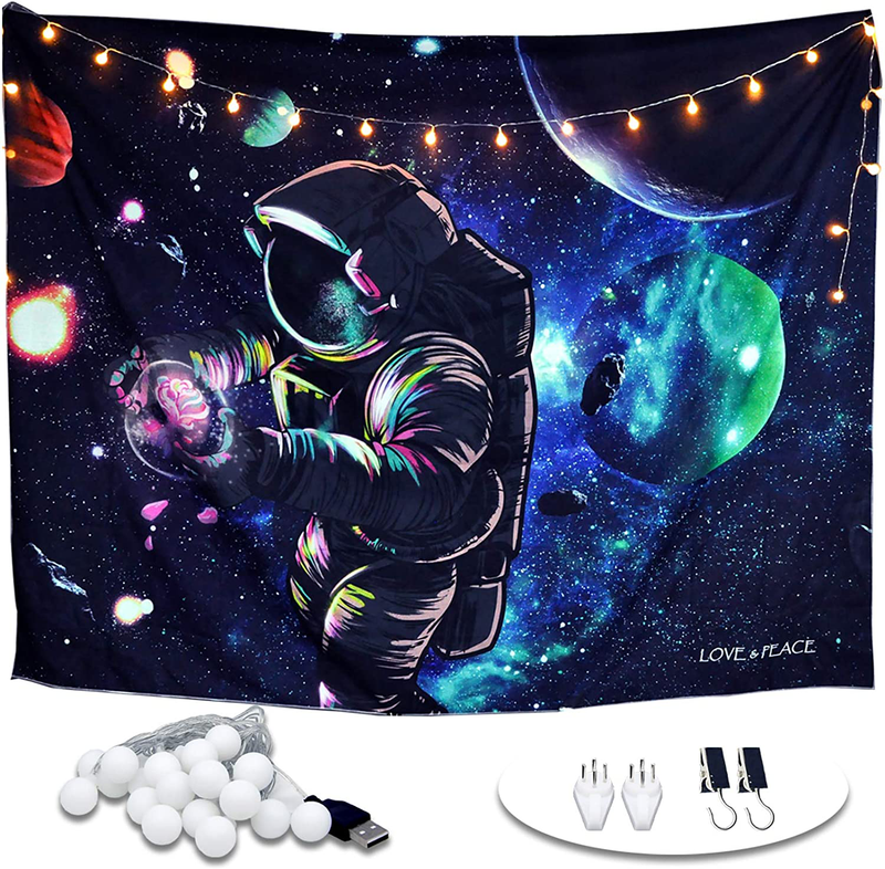 Sosolong Astronaut Tapestry, Galaxy Tapestry Outer Space Tapestry for Boys Bedroom Decor ，Living Room Or Dorm Wall A Hanging Tapestry (PLANET, 59in*51in) Home & Garden > Decor > Artwork > Decorative Tapestries Sosolong PLANET 59in*51in 