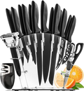Home Hero 17 Pieces Kitchen Knives Set, 13 Stainless Steel Knives + Acrylic Stand, Scissors, Peeler and Knife Sharpener Home & Garden > Kitchen & Dining > Kitchen Tools & Utensils > Kitchen Knives Home Hero Black  