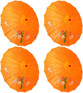 TJ Global PACK OF 4 Japanese Chinese Kids Size 22" Umbrella Parasol For Wedding Parties, Photography, Costumes, Cosplay, Decoration And Other Events - 4 Umbrellas (Hot Pink) Home & Garden > Lawn & Garden > Outdoor Living > Outdoor Umbrella & Sunshade Accessories TJ Global Orange  