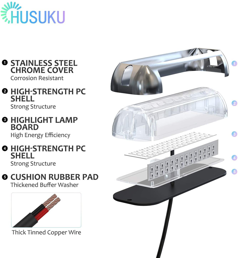 HUSUKU SOOP3 Plus 84LED 180° Unique Design Waterproof Stainless Steel High Light Underwater Boat Lights  HUSUKU   