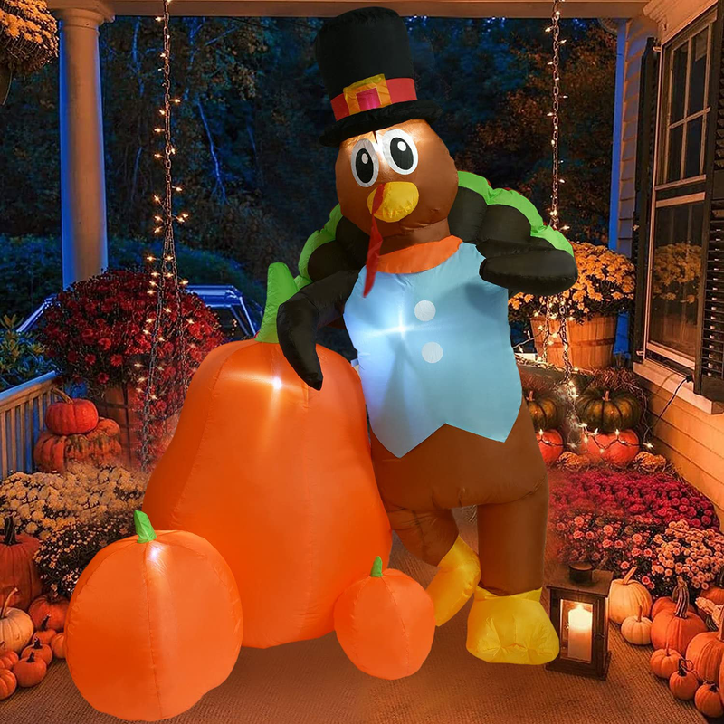 Floween Lighted Inflatable Turkey Thanksgiving Decoration - 6.3ft Blow Up Turkey and Pumpkins with Built-in LED Lights for Thanksgiving Holiday Yard Decoration Home & Garden > Decor > Seasonal & Holiday Decorations& Garden > Decor > Seasonal & Holiday Decorations Floween   