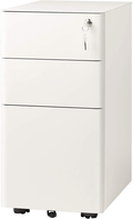DEVAISE 3-Drawer Slim Vertical File Cabinet, Fully Assembled Except Casters, Legal/Letter Size, White