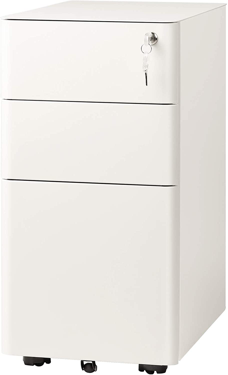 DEVAISE 3-Drawer Slim Vertical File Cabinet, Fully Assembled Except Casters, Legal/Letter Size, White Home & Garden > Household Supplies > Storage & Organization ‎DEVAISE White 11.8"W x 17.7"D x 23.2"H 