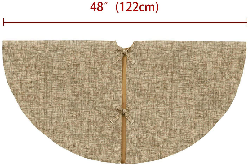 Ivenf Christmas Tree Skirt, 48 inches Large Burlap Double-Layer Plain Skirt, Rustic Xmas Tree Holiday Decorations
