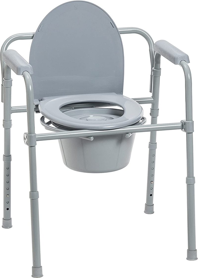 Drive Medical 11148-1 Steel Bedside Commode Chair, Grey Sporting Goods > Outdoor Recreation > Camping & Hiking > Portable Toilets & ShowersSporting Goods > Outdoor Recreation > Camping & Hiking > Portable Toilets & Showers Drive Medical Grey Standard 
