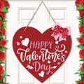 Huray Rayho Pink Heart Happy Valentine'S Day Wooden Door Sign Hanger Romantic Love Front Doorplate Farmhouse Home Ornaments Festive Bow Indoor/Outdoor Decoration Gift Ideas Supplies 13" Home & Garden > Decor > Seasonal & Holiday Decorations Huray Rayho Red  